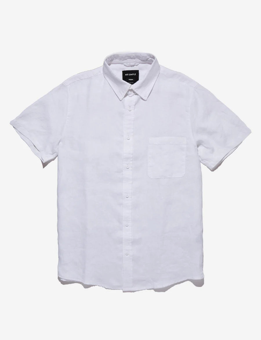 Linen Short Sleeve Shirt | White