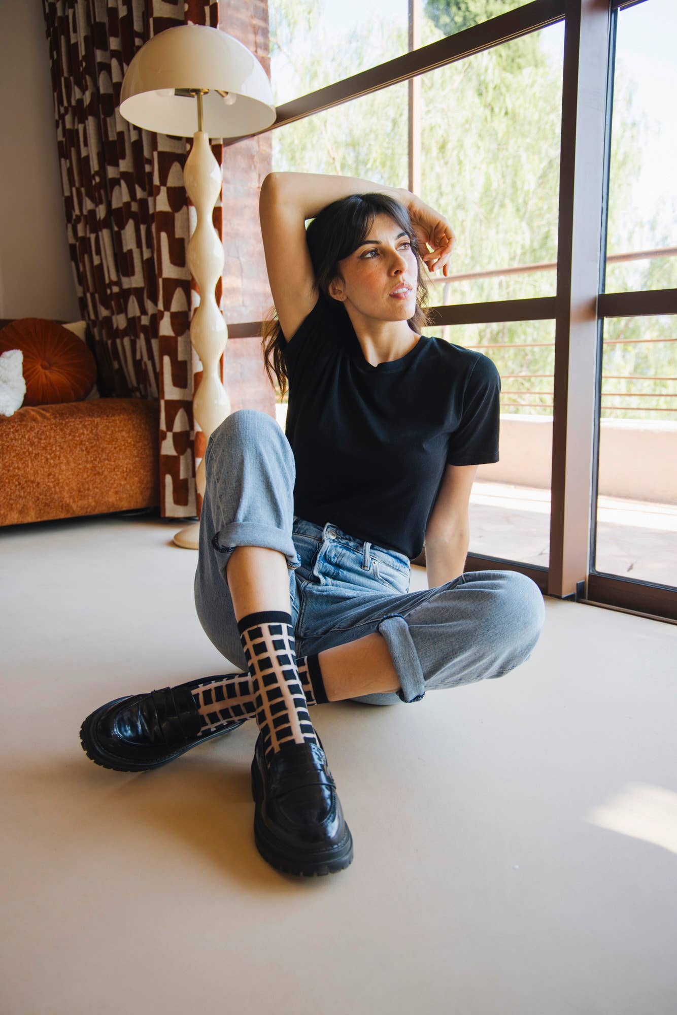 GINZA BLACK • Women's transparent graphic socks: 39/41