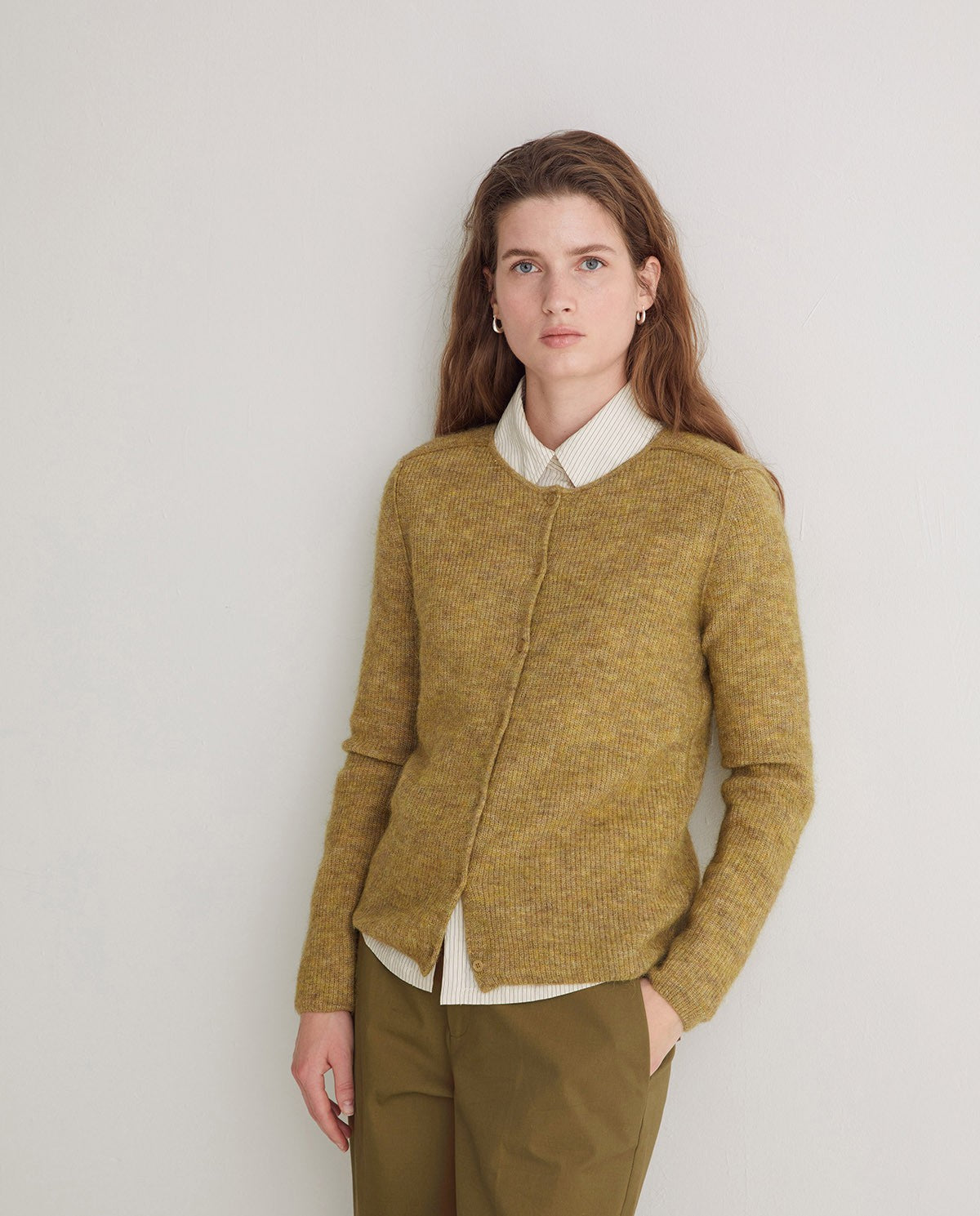 Cardigan Fishermans Rib / Olive