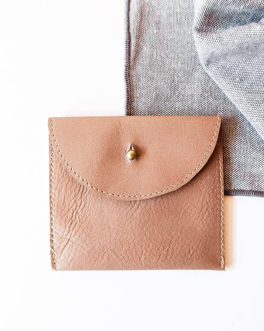 Leather Coin and Card Wallet: Black