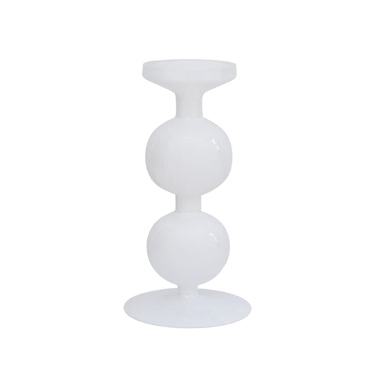 Candle Holder Recycled Glass | White