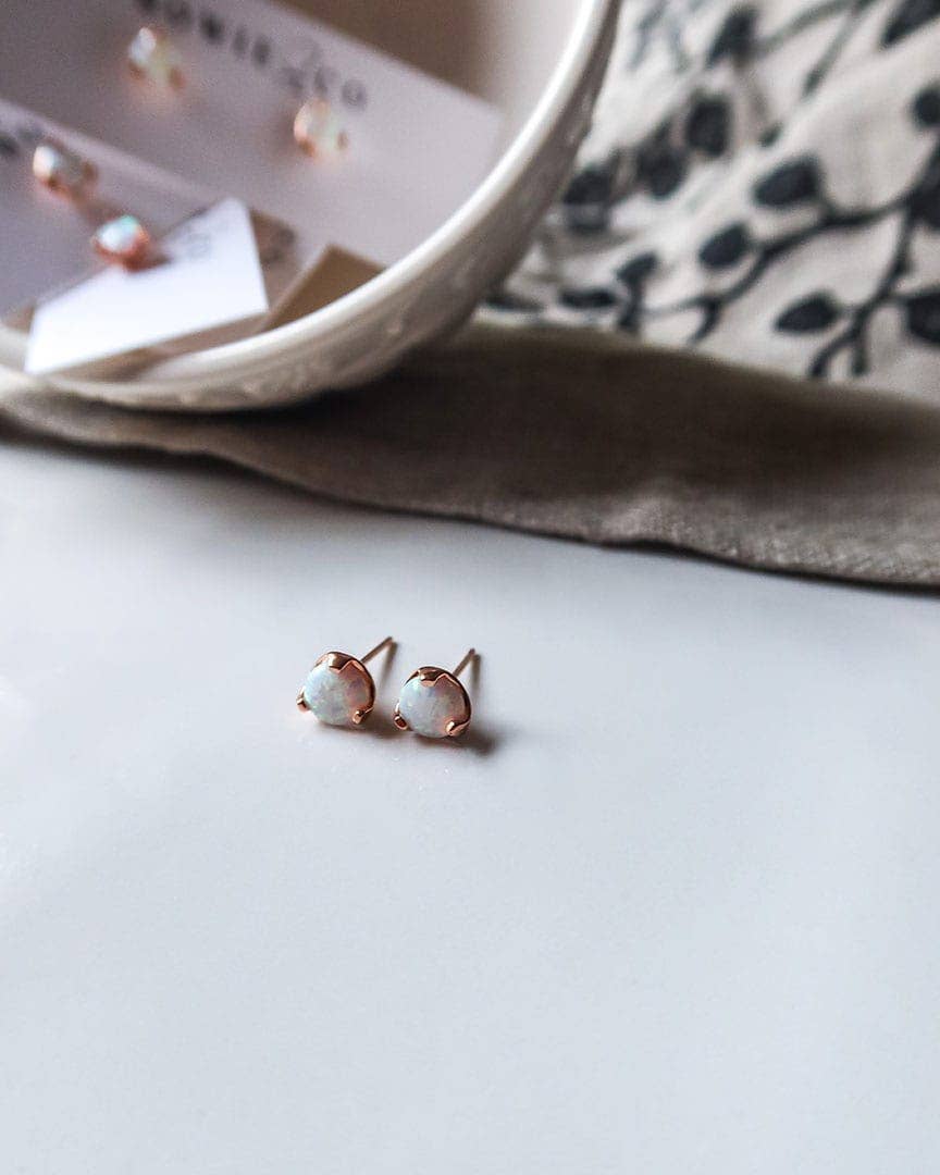 Opal Stud Earrings: Silver