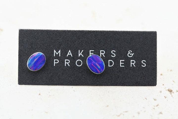 Opal Stud / Oval - Grape