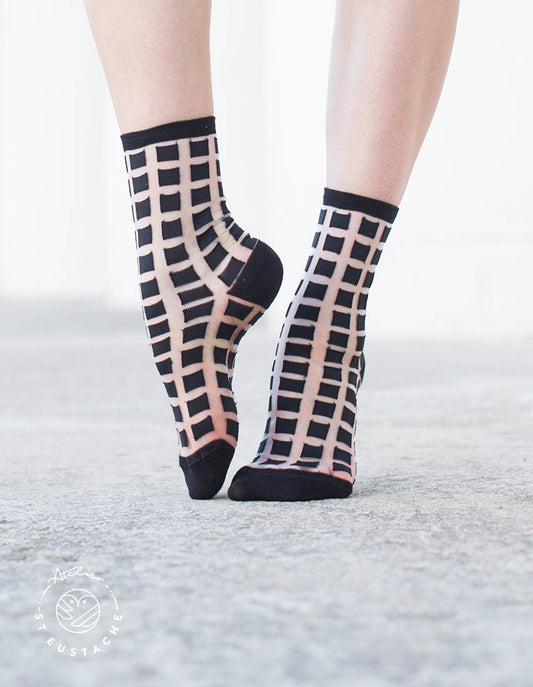 GINZA BLACK • Women's transparent graphic socks: 39/41