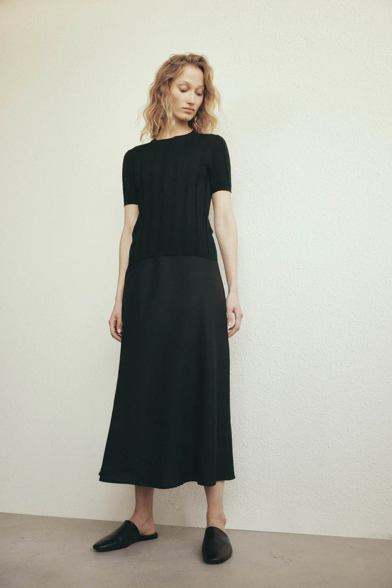 Stella Linen Bias Skirt | Black