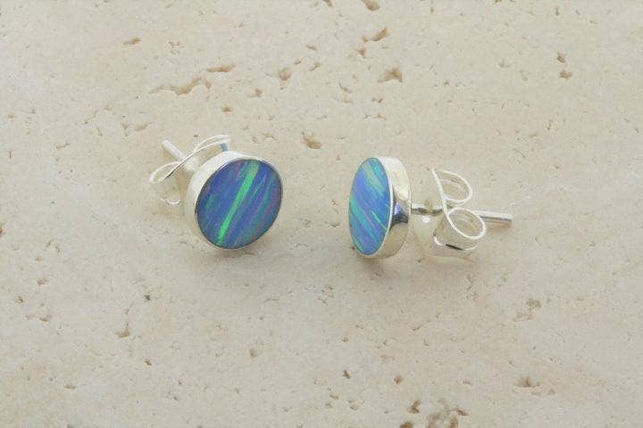 Opal Stud / Circle - Blue Rose
