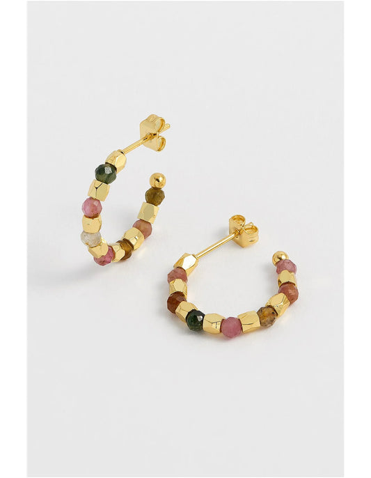 Coco & Tourmaline Hoop Earrings / Gold Plated