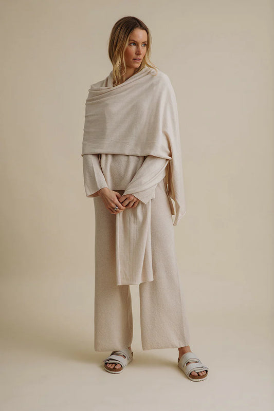 Winter Retreat Merino Cotton Wrap | Nougat