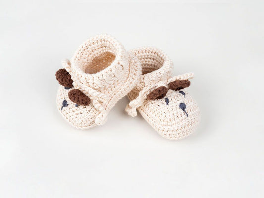 Tilly Bear Crochet Baby Booties | Rice
