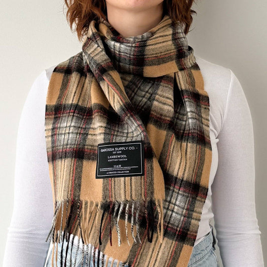 Stewart Camel | Scottish Tartan Lambswool Scarf