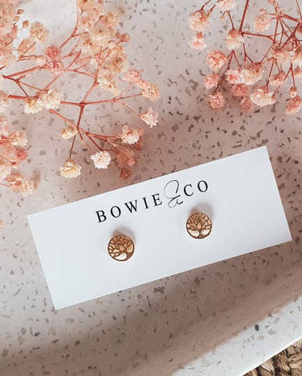 Mini Tree of Life Earrings: Gold