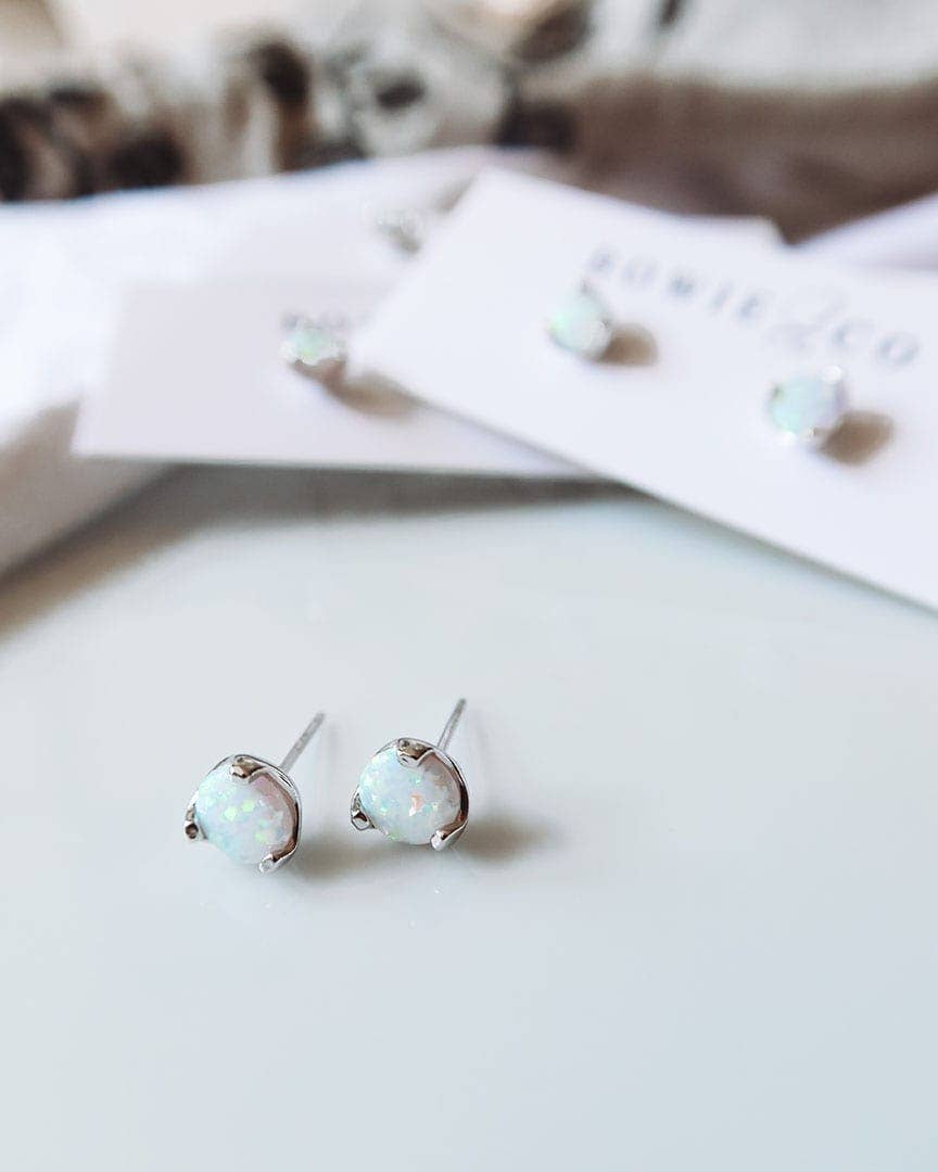 Opal Stud Earrings: Gold