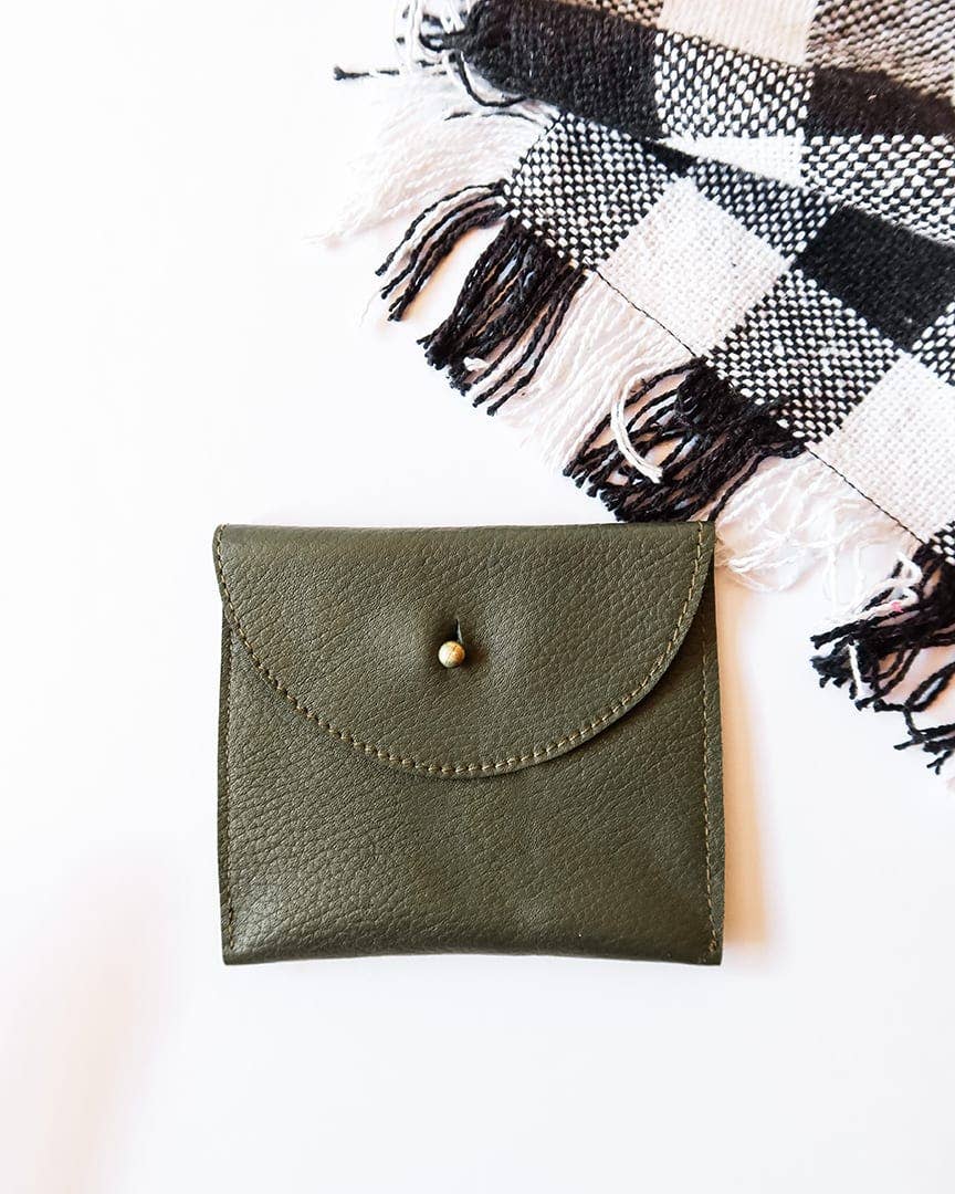 Leather Coin and Card Wallet: Black