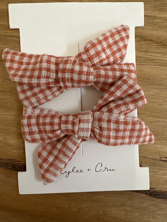Bow W Clips Set 2 | Poppy Gingham