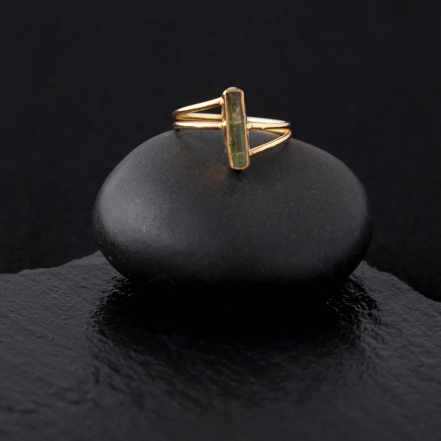 Gold Plated Tourmaline Tube Ring