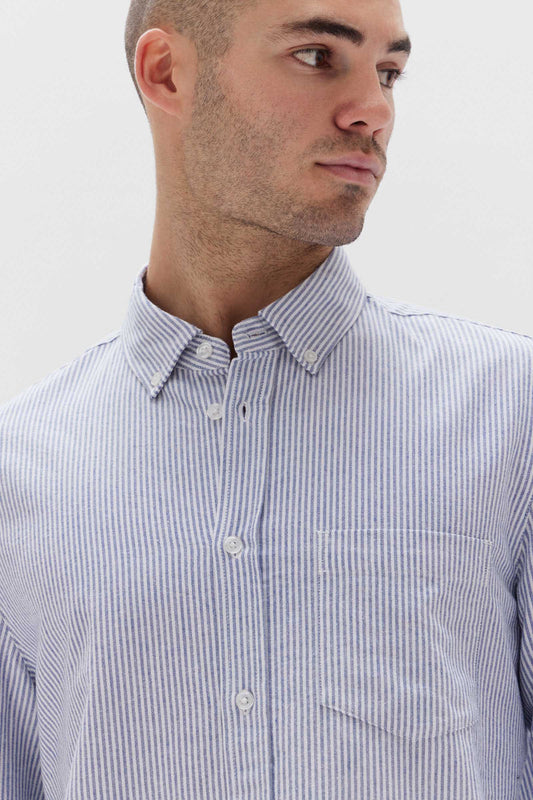Oxford Shirt | Mid Blue Stripe