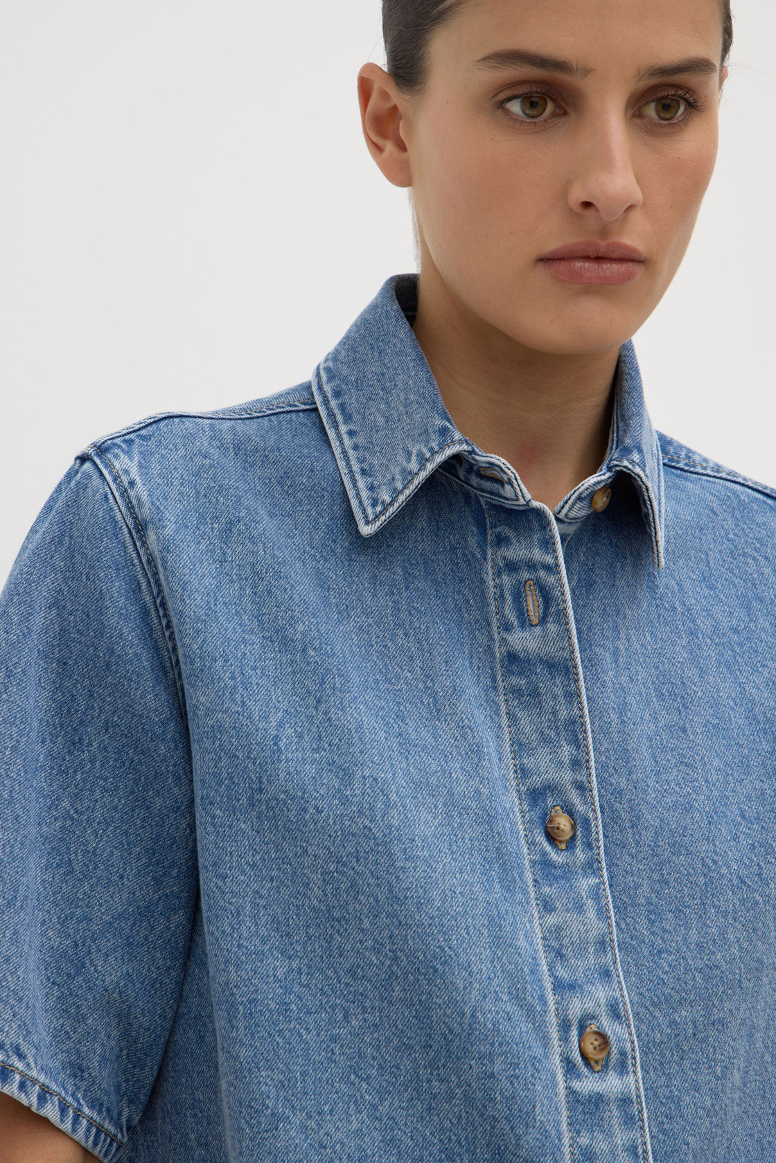 Shirt / Boxy Denim Short Sleeve
