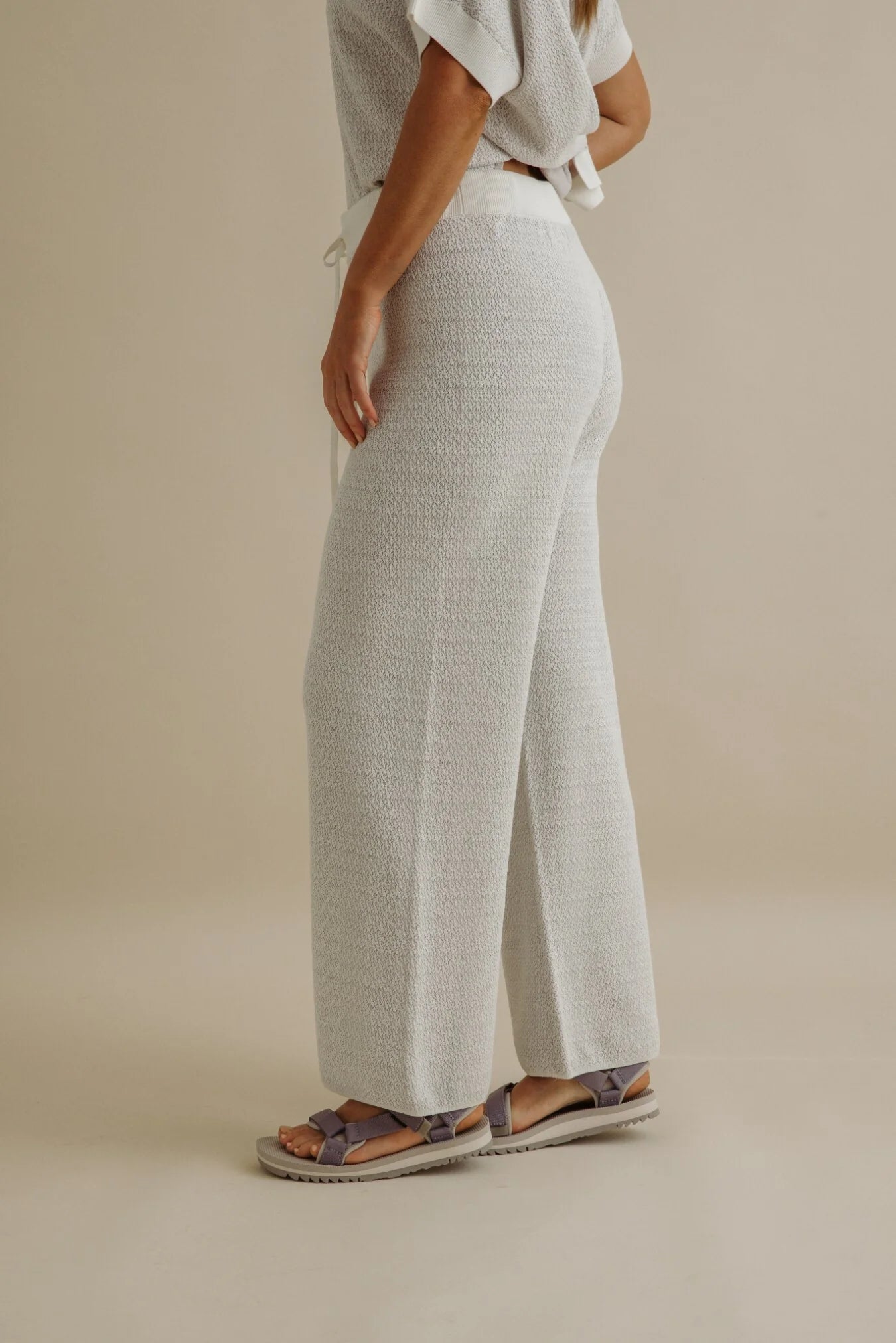 Crepe Knitted Pants / Milk + Silver Haze