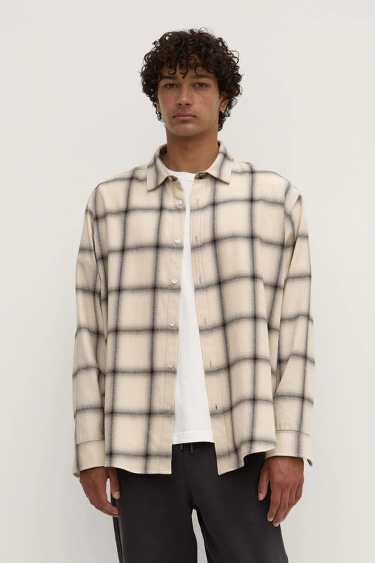 Dylan Japanese Check Long Sleeve Shirt | Cream/ Grey