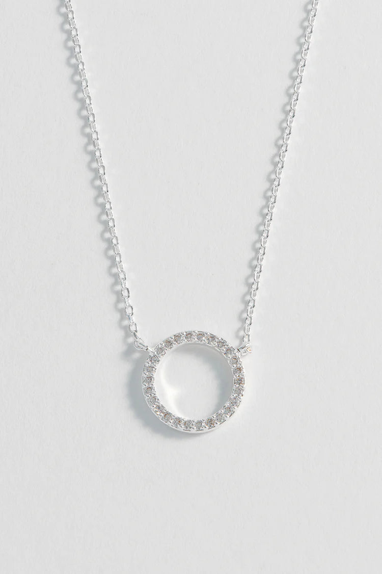 Large Pave Set Circle Necklace