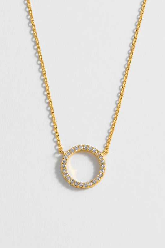 Large Pave Set Circle Necklace