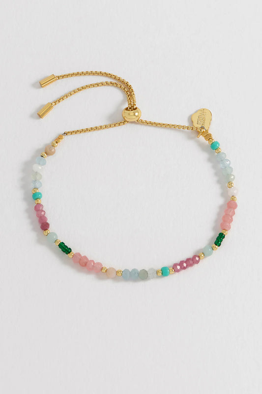 Mixed Mini Bead Bracelet / Green & Pink