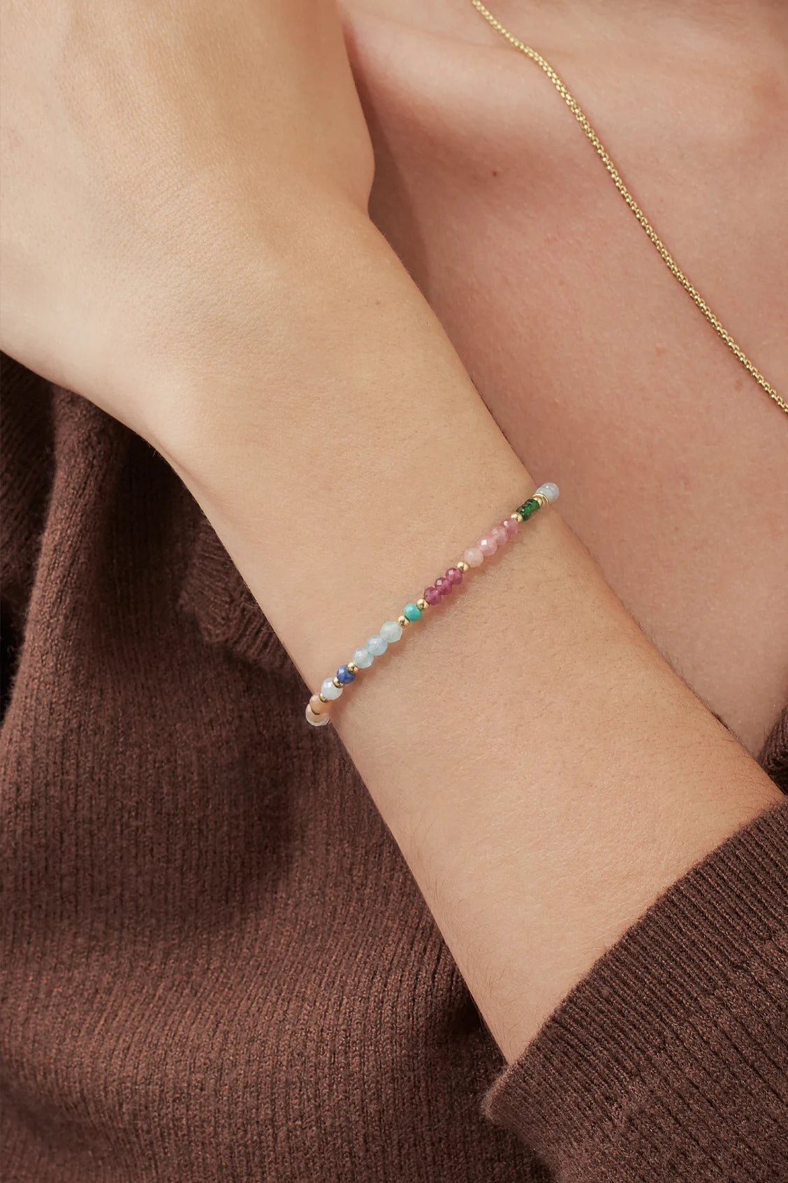 Mixed Mini Bead Bracelet / Green & Pink