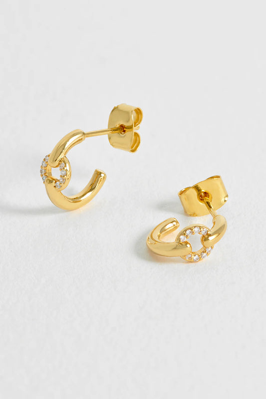Gold Pave Circle Hoop Earrings