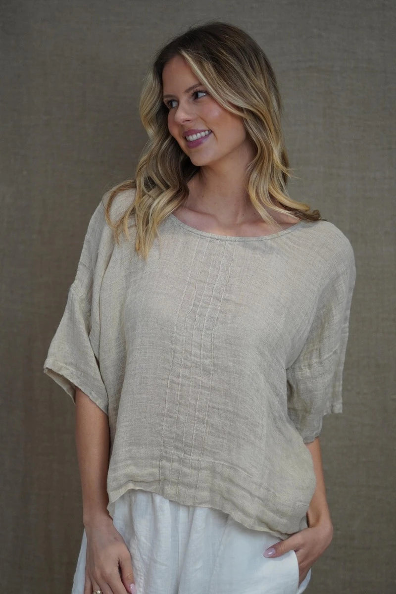 Francesca Pintucked Top / Natural