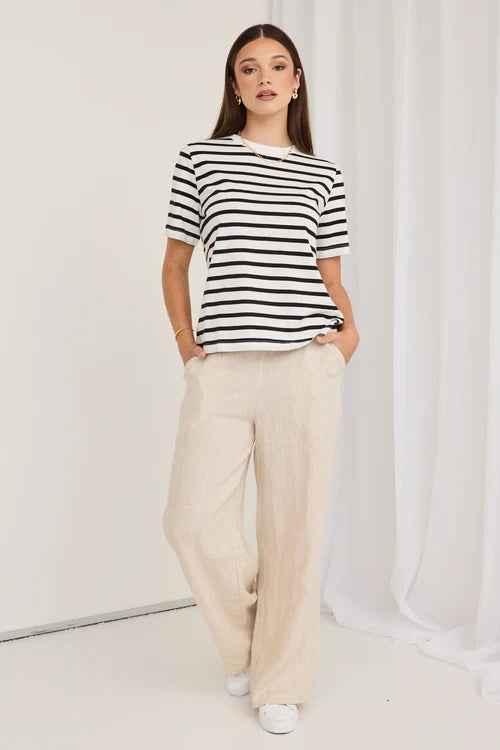 Freedom Zip Back Wide Leg Pant | Natural Linen