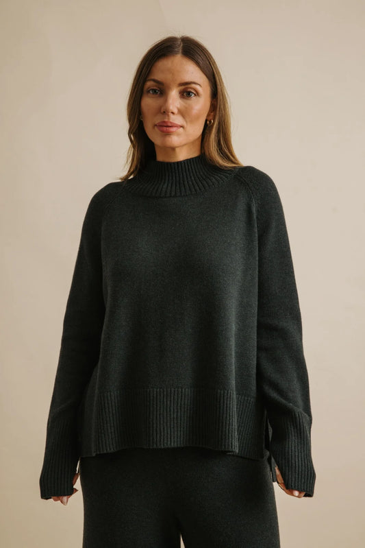 Harmony Mock Neck Pullover / Pine