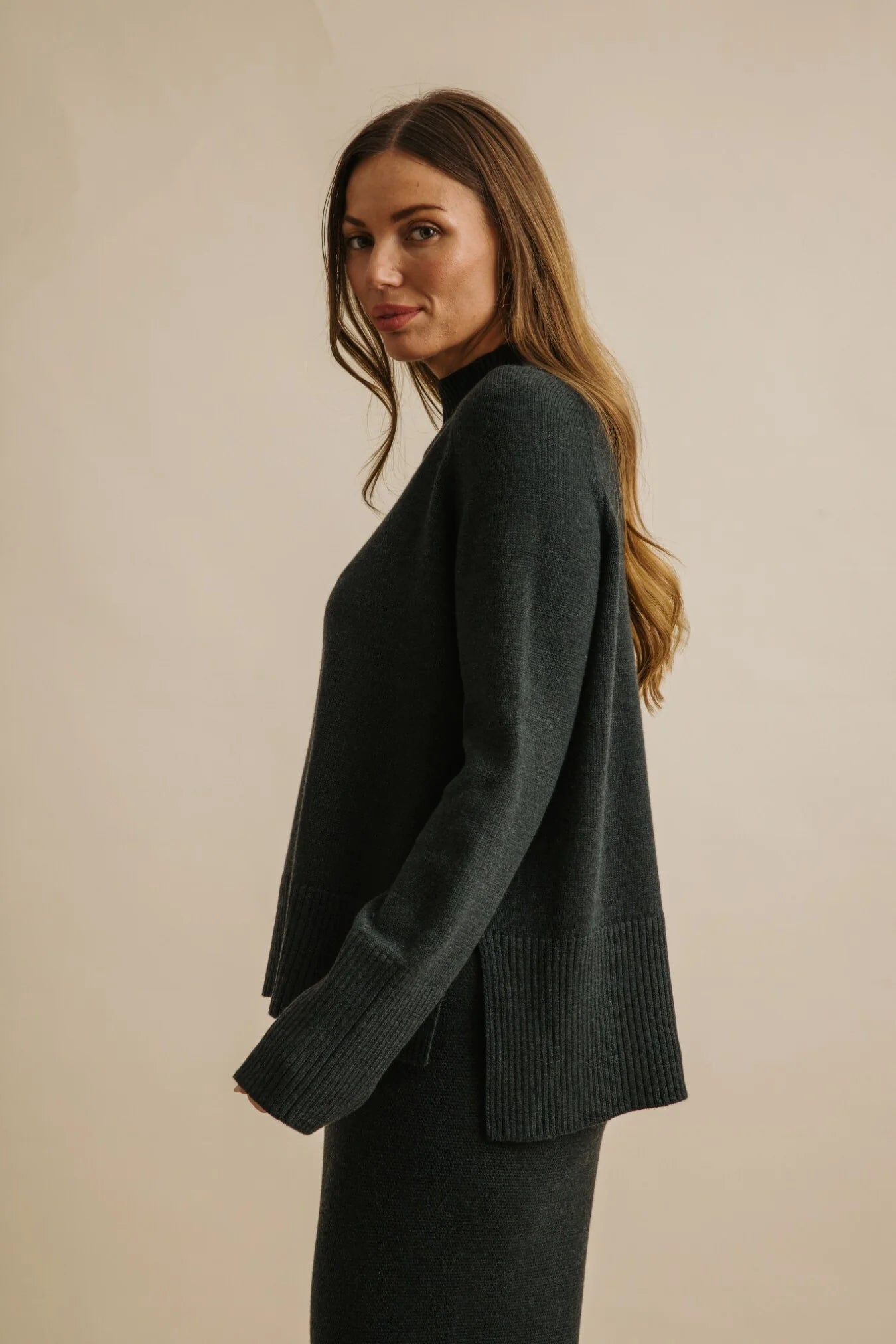 Harmony Mock Neck Pullover / Pine