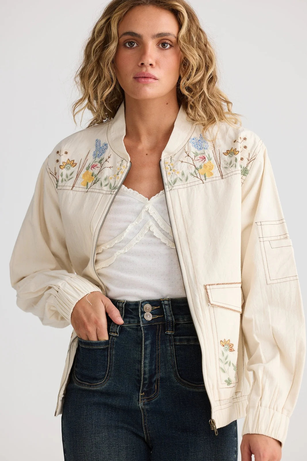 Fleur Bomber Jacket / Off White