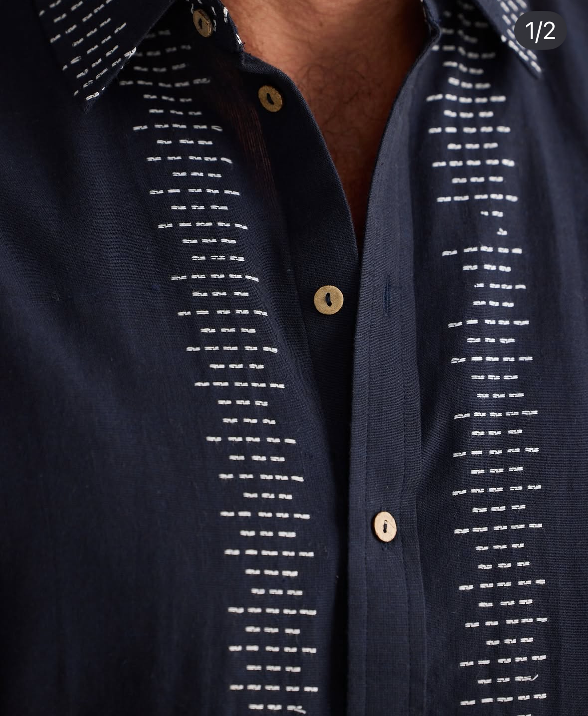 Oxford Shirt / Navy + White Embroidery