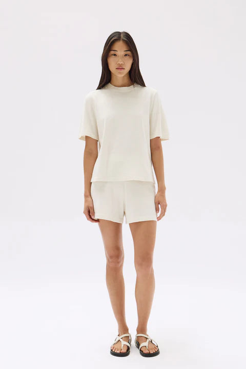 June Silk Knit Short Sleeve Tee | Cream