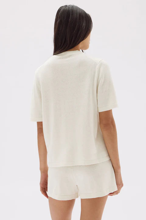 June Silk Knit Short Sleeve Tee | Cream