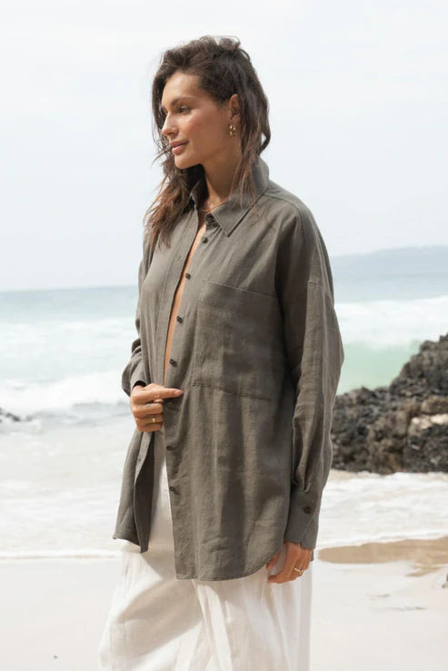 Kirra Linen Shirt | Khaki