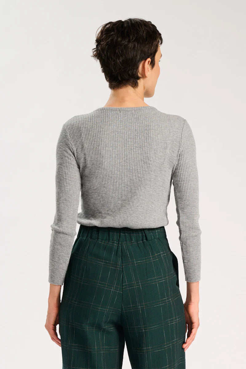 Mila Ribbed Top / Grey