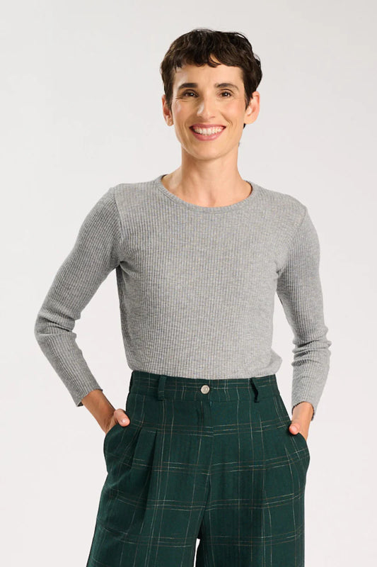Mila Ribbed Top / Grey