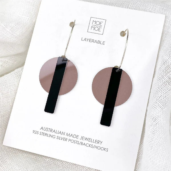 Earth & Stone Orbit Bar Stack Hoops | Clay