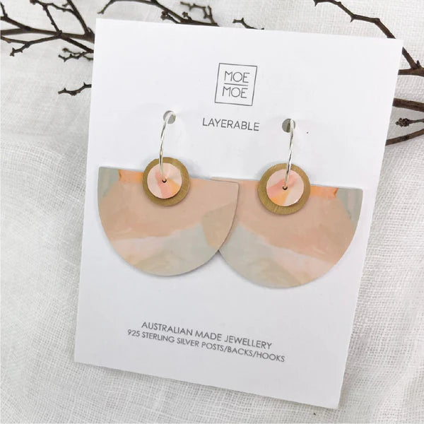 Kiasmin 2 Sunset Layered Classic Bell Hoops