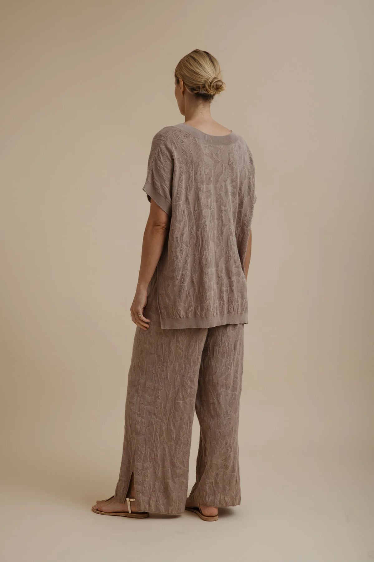 Paradis Jacquard Short Sleeve Pullover / Granite