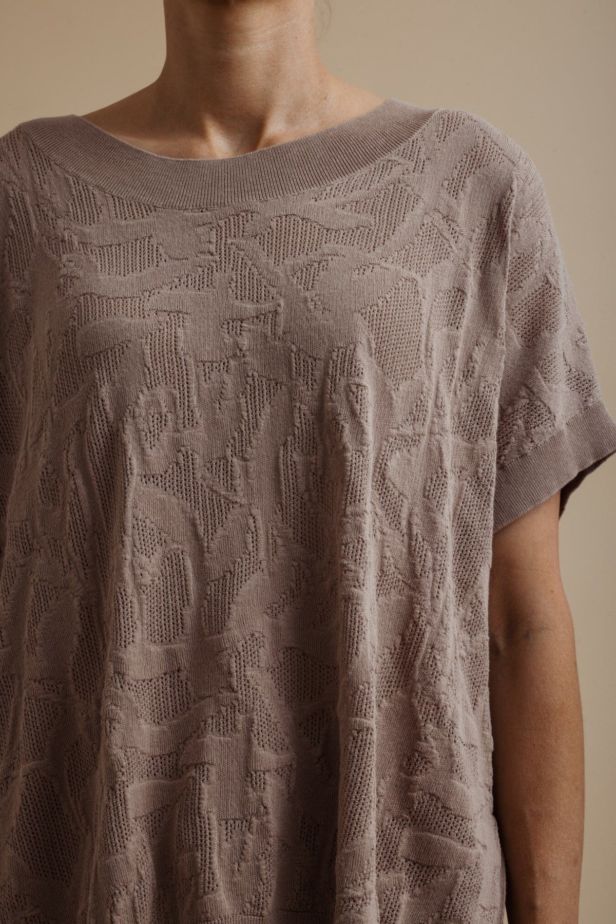 Paradis Jacquard Short Sleeve Pullover / Granite