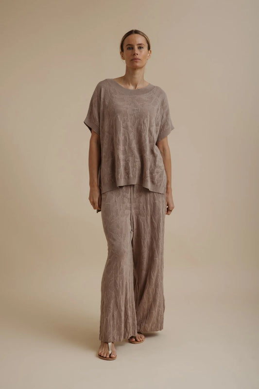 Paradis Jacquard Short Sleeve Pullover / Granite