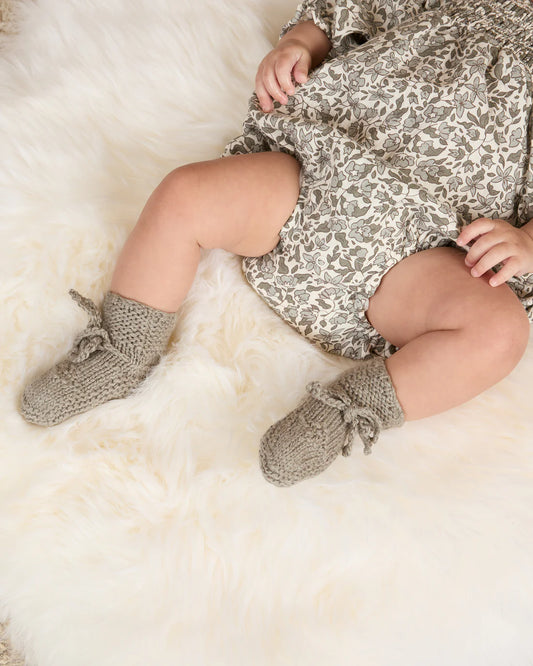 Knit Booties | Heathered Basil