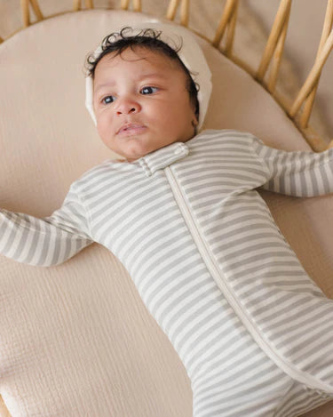 Zip Long Sleeve Sleeper | Sage Stripe