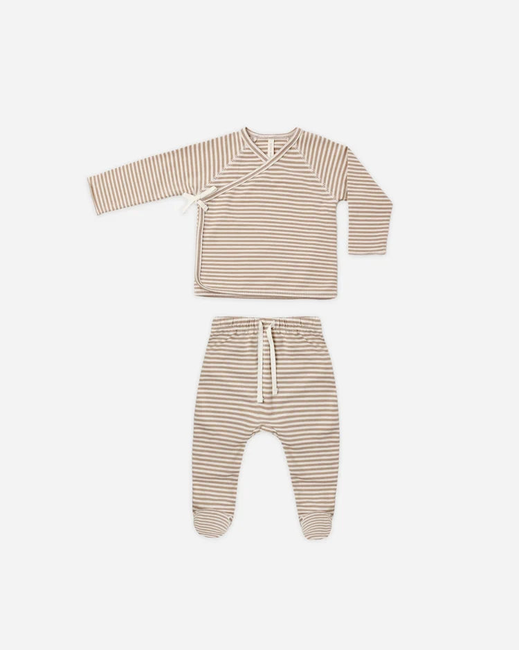 Wrap Top Set / Almond Stripe