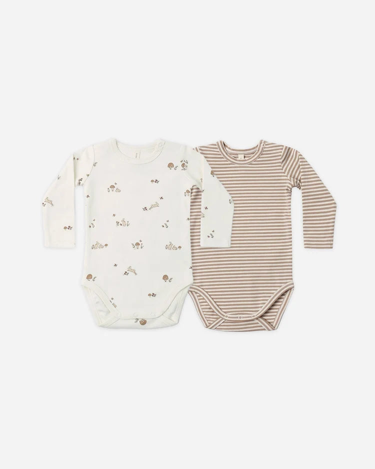Jersey Bodysuit Pack / Bunnies & Almond Stripe