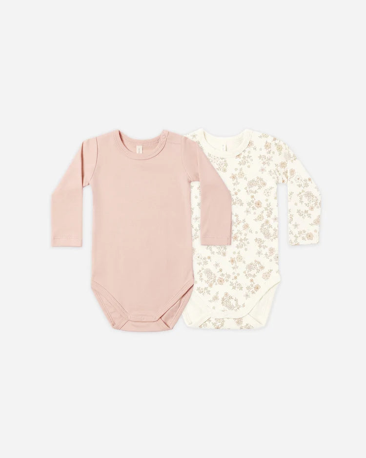 Jersey Bodysuit Pack / Floral Vine & Dusty Rose