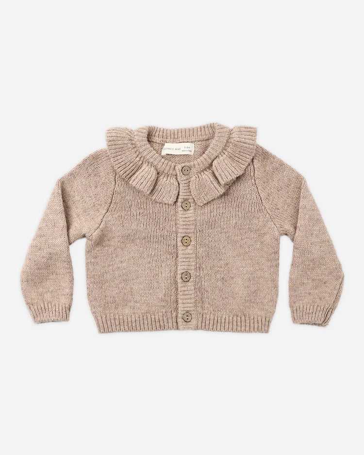 Ruffle Cardigan / Heathered Almond